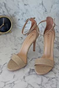 LUXXO-Women's Beige Yves Silvery Heeled Shoes