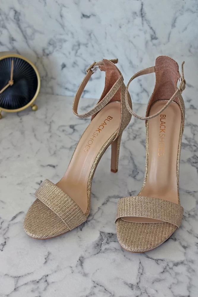 LUXXO-Women's Beige Yves Silvery Heeled Shoes