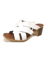 Pierre Cardin-Women's White Leather Heeled Slippers